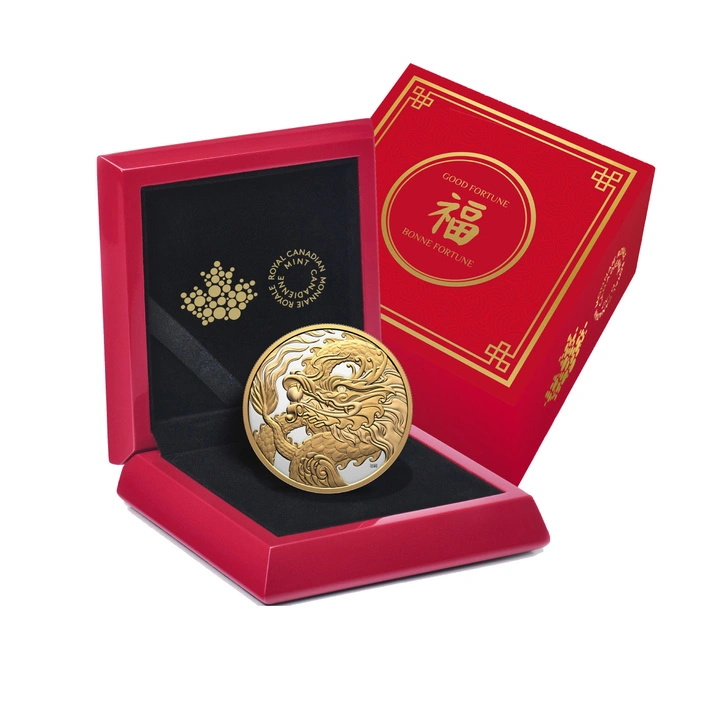 Canada: Triumphant Dragon pozłacany 5 uncji Srebra 2026 Proof