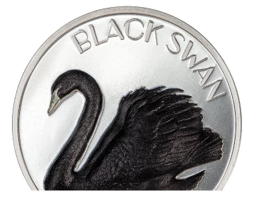 Cook Islands: Black Swan 2 uncje Srebra 2023 Black Proof Ultra High Relief