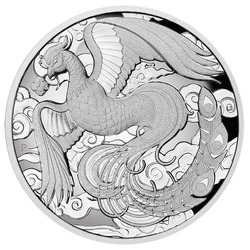 Chinese Myths and Legends: Phoenix 2 uncje Srebra 2022 Proof High Relief