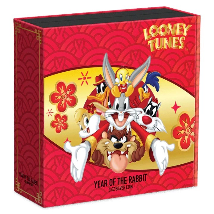 Niue: Looney Tunes Year of the Rabbit – Bugs Bunny kolorowany 3 uncje Srebra 2023 Proof