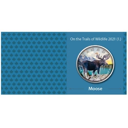 Canada: On the Trails of Wildlife - Maple Leaf "Moose" kolorowany 1 uncja Srebra 2021