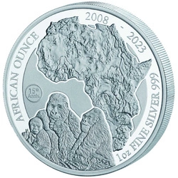 Rwanda: African Ounce - 15th Anniversary Mountain Gorilla 1 uncja Srebra 2023 Proof