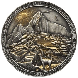 Niue: Lost World Cities - Machu Picchu "Old Peak" pozłacany $5 Srebro 2022 High Relief Antiqued Coin