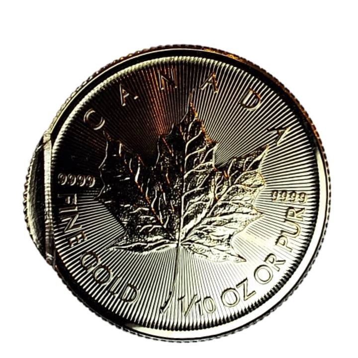 Kanadyjski Liść Klonowy 1/10 uncji Złota 2024 - Uszkodzony Rant