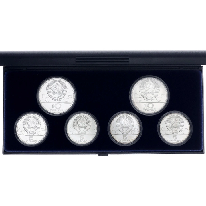 Zestaw 6 srebrnych monet Rosja: Moscow Russia Olympics 1980