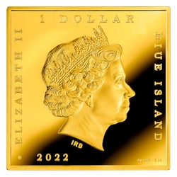 Niue: Caravaggio - Święty Hieronim piszący kolorowany, pozłacany 1 uncja Srebra 2022 Proof