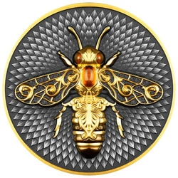 Niue: Pszczoła pozłacana $5 Srebro 2023 Antiqued Coin