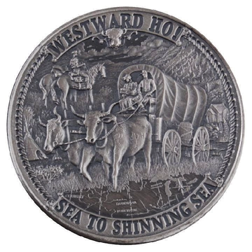 Frontiers: Westward Ho 1 uncja Srebra 2020 Antiqued Round Coin