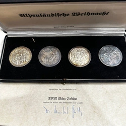 Zestaw 4 srebrnych medali "Alpenländische Heimat" - Alpine Christmas 1976