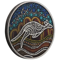 Kangaroo Yongka kolorowany 2 uncje Srebra 2023 Antiqued Coin