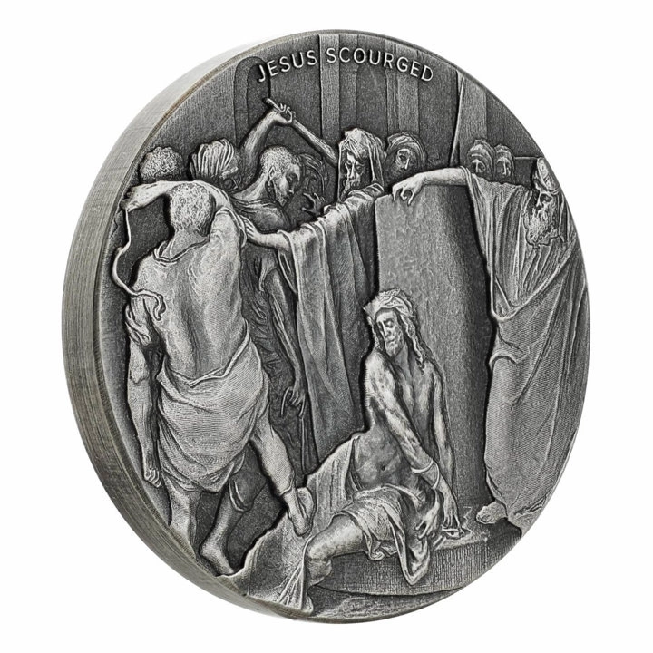 Niue: Biblical - Jesus Scourged 2 uncje Srebra 2018 Proof Antiqued Coin