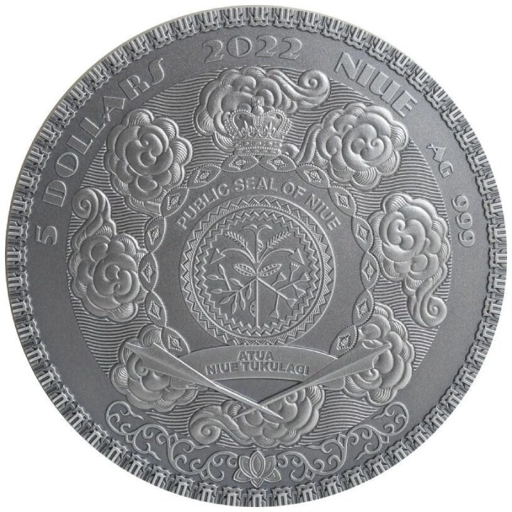 Niue: Famous Assassinations - Jing Ke kolorowany, pozłacany 2 uncje Srebra 2022 High Relief Antiqued Coin