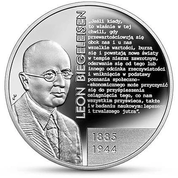 Wielcy Polscy Ekonomiści: Leon Biegeleisen 10 zł Srebro 2022 Proof