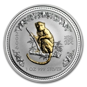 Lunar I: Rok Małpy 1 uncja Srebra Platerowane złotem 2004