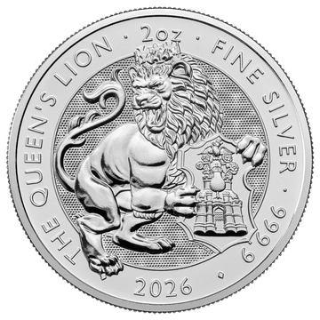 The Royal Tudor Beasts: Queen's Lion 2 uncje Srebra 2026