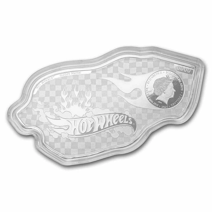 Wyspy Salomona: Hot Wheels 24/Seven kolorowana 1 uncja Srebra 2025 Proof Shaped Coin