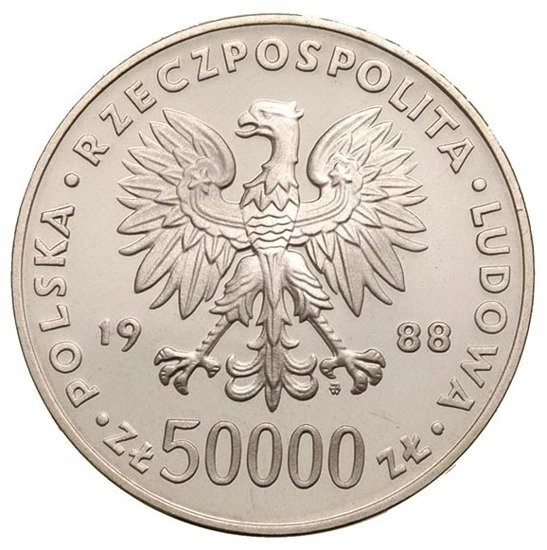50000 PLN 70 rocznica odzyskania niepodległości 1988