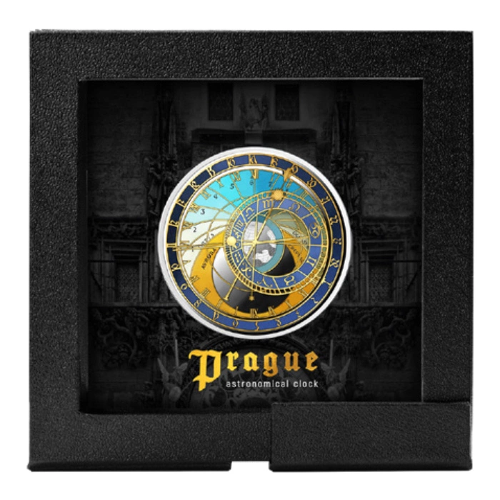Malta: Prague - City Clocks kolorowany 1 uncja Srebra 2025 Proof