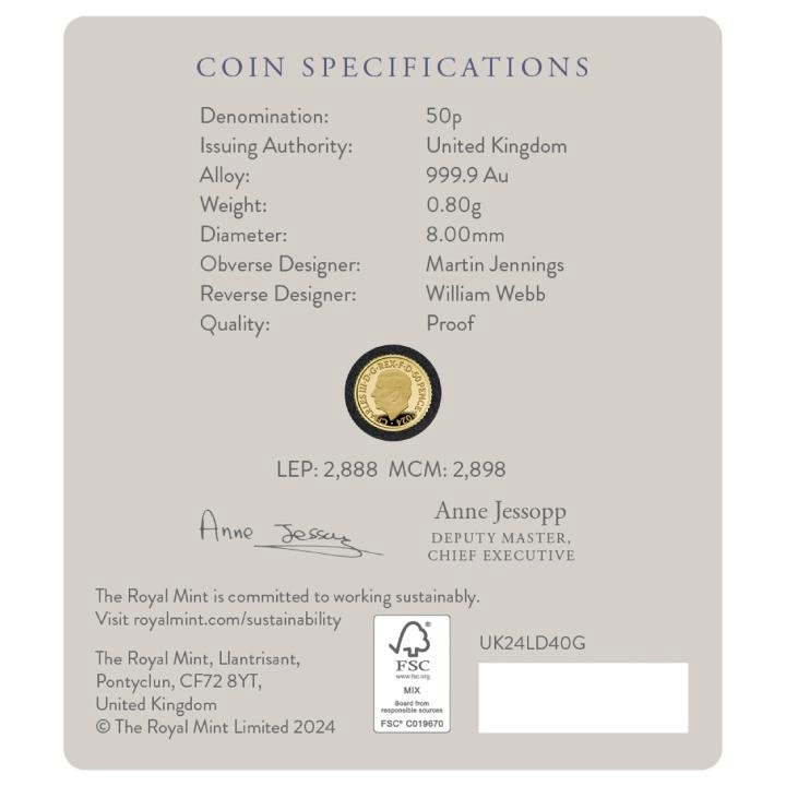 Royal Mint Lunar: Rok Smoka 1/40 uncji Złota 2024 Proof