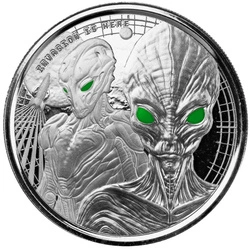 Ghana: Alien kolorowany 1 uncja Srebra 2023 Proof