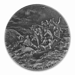 Niue: Biblical - Jesus Calms The Sea 2 uncje Srebra 2017 Proof Antiqued Coin 