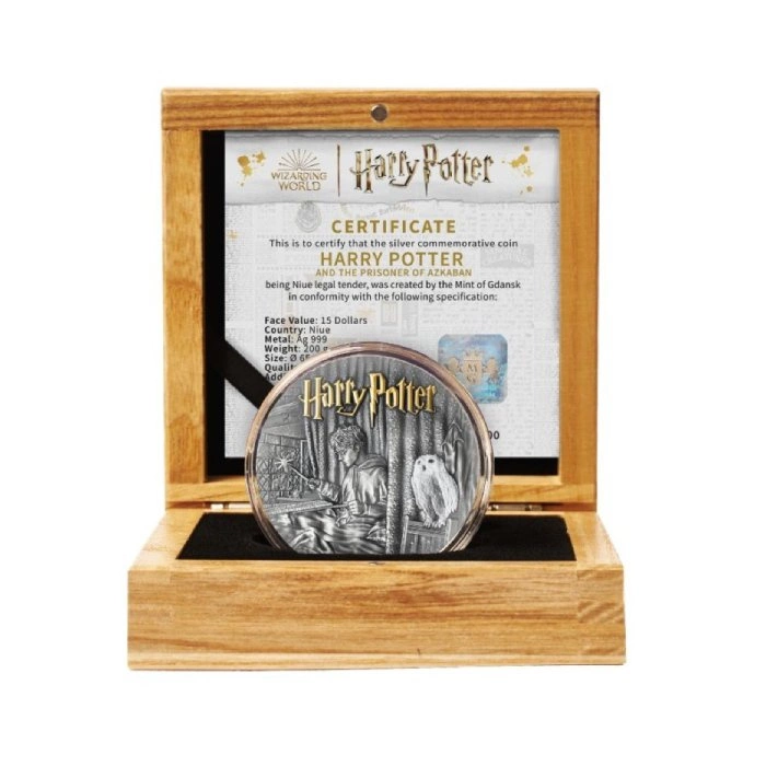 Niue: Harry Potter i Więzień Azkabanu 200 g Srebra 2025 High Relief Antiqued Coin