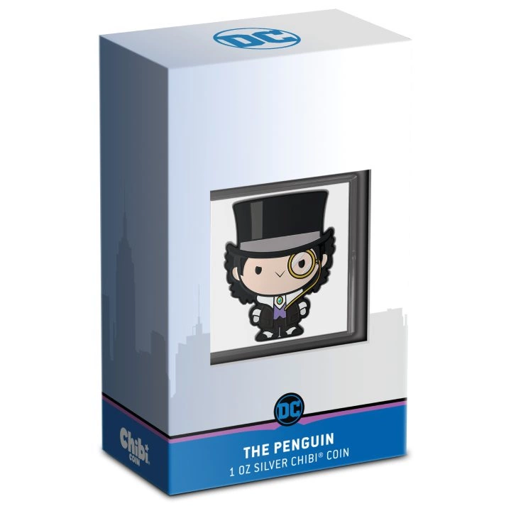Niue: DC - Chibi 'Penguin' kolorowany 1 uncja Srebra 2023 Proof