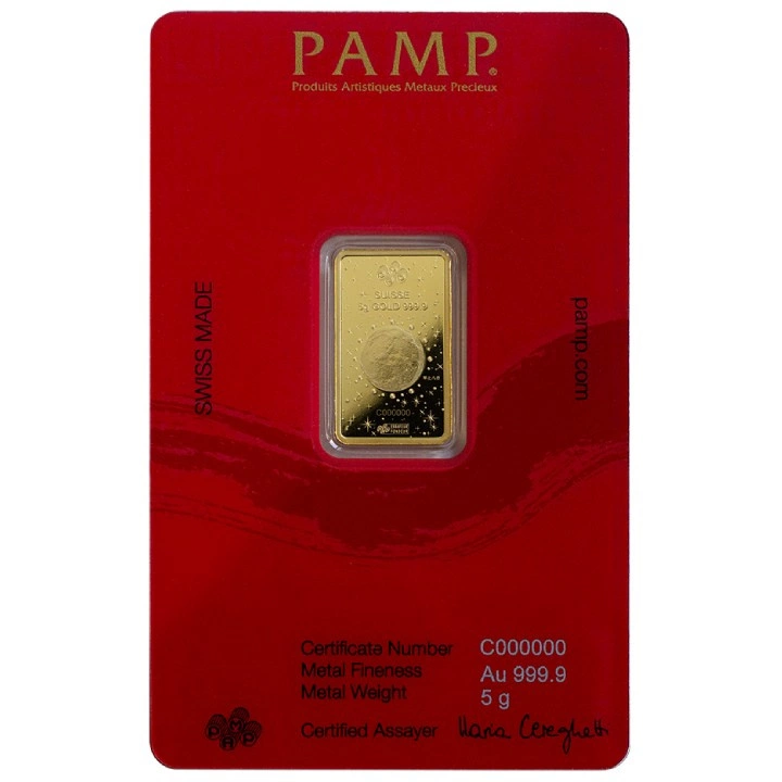 Sztabka Pamp Year of the Dragon - Legend of the Azure Dragon 5 gramów Złota 2024 LBMA GD Refiner