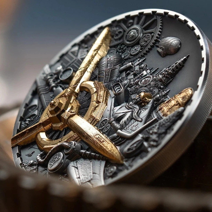 Cook Islands: Steampunk – Aviation pozłacany 3 uncje Srebra 2025 Proof