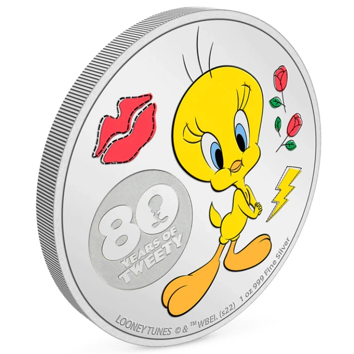 Niue: Tweety 80th Anniversary kolorowany 1 uncja Srebra 2022 Proof