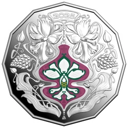 Christmas Decoration - Festive Floral kolorowany 50c Srebro 2025 Proof 