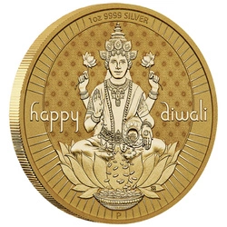 Medalion Diwali pozłacany 1 uncja Srebra 2024