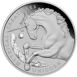 Mityczne Istoty: Jednorożec 1 uncja Platyny 2021 Proof