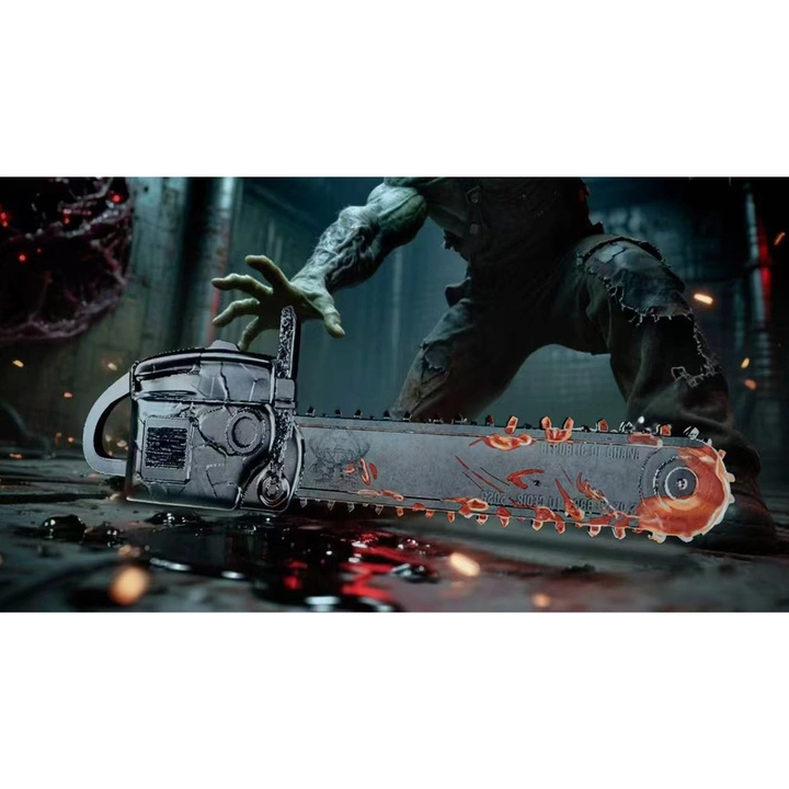 Ghana: Bloody Chainsaw kolorowany 2 uncje Srebra 2025 Antiqued Shaped Coin