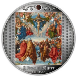 Cameroon: Albrecht Dürer - Adoracja Trójcy Świętej kolorowana Srebro 2021 Proof