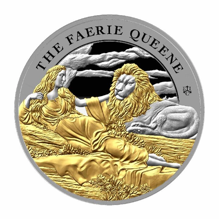St Helena: Faerie Queene - Una & Lion pozłacany 2 uncje Srebra 2023 Proof
