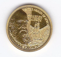Tristan Da Cunha  - Charles Darwin 1/25 uncji Złota 2009 Proof