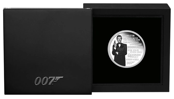 Tuvalu: James Bond Legacy 2nd issue - Roger Moore kolorowany 1 uncja Srebra 2022 Proof