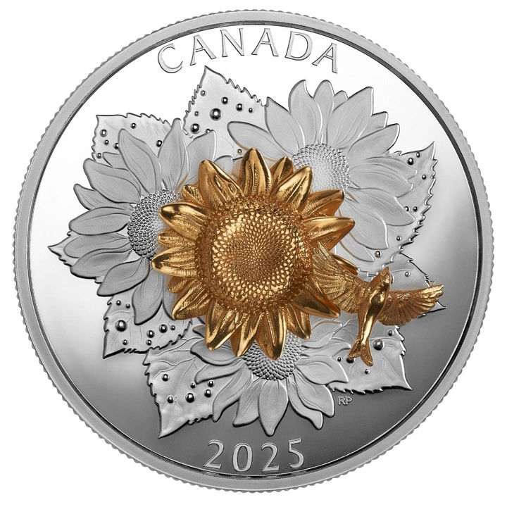 Canada: The Goldfinch and the Bloom pozłacany $50 Srebro 2025 Proof