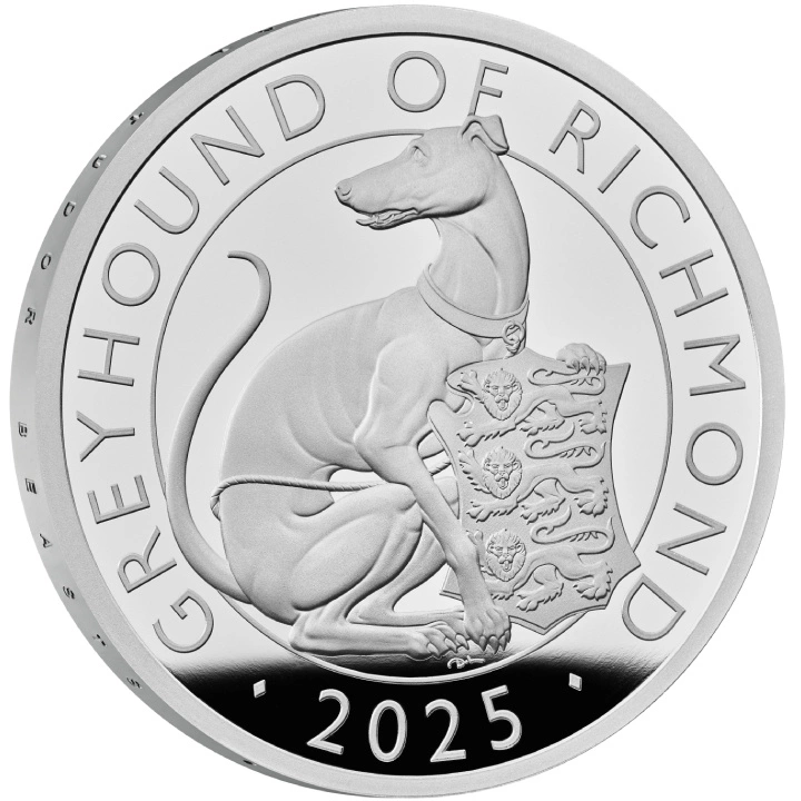 The Royal Tudor Beasts: The Greyhound of Richmond 1 uncja Srebra 2025 Proof