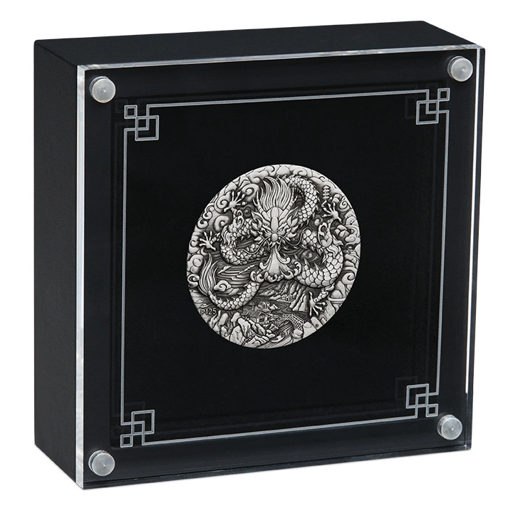 Perth Mint: Lunar III - Rok Smoka 2 uncje Srebra 2024 Antiqued Coin