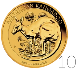 Australijski Kangur 1 uncja Złota PAKIET 10 SZTUK 2021