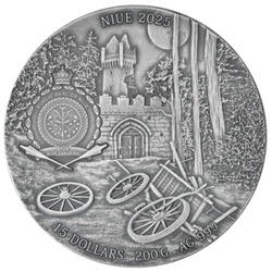 Niue: Wiedźmin: Ostatnie Życzenie kolorowany 200 g Srebra 2025 High Relief Antiqued Coin