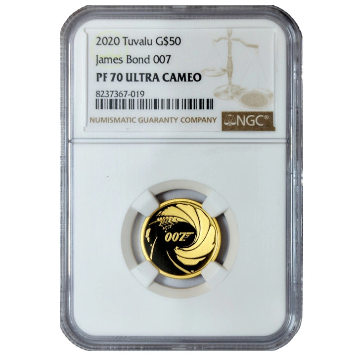 Tuvalu: James Bond 007 1/4 uncji Złota 2020 Proof PF 70 Ultra Cameo