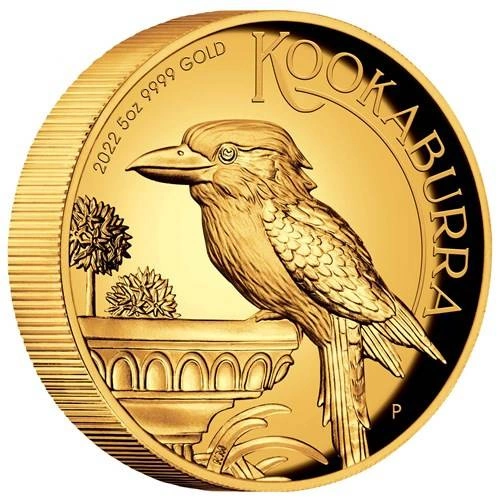 Kookaburra 5 uncji Złota 2022 Proof High Relief