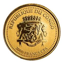Congo: Goryl srebrnogrzbiety 1 uncja Złota 2022 Proof
