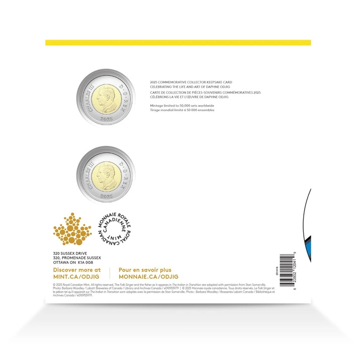 Celebrating The Life And Art Of Daphne odjig $2 Miedzionikiel 2025 Collector Card