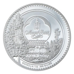 Mongolia: Woodland Spirits - Chipmunk kolorowany 1 uncja Srebra 2023 Proof High Relief