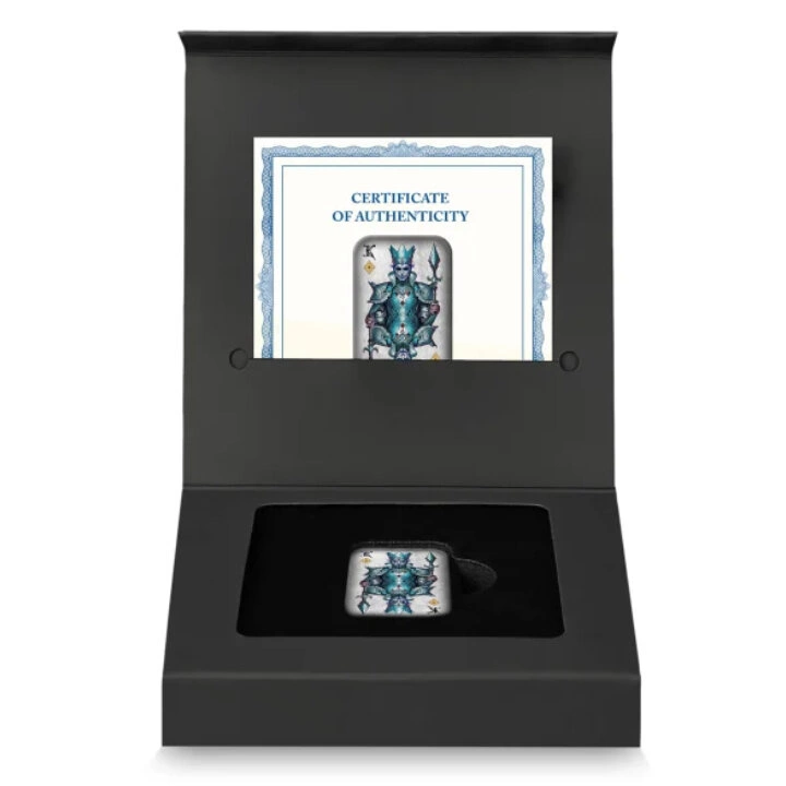 Sztabka Asturmint: Poker Cards - King of Diamonds kolorowany 2 uncje Srebra 2024 Antique Finish