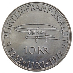 Szwecja, 90. rocznica urodzin Gustawa VI Adolfa 10 Koron 1972